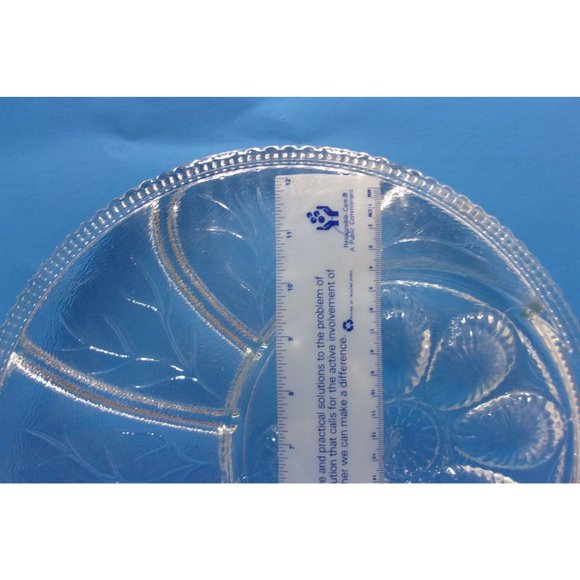 13" Indiana Glass Round 8 Egg 7 Section Egg & Relish Plate / Dish EASTER - Picture 6 of 7